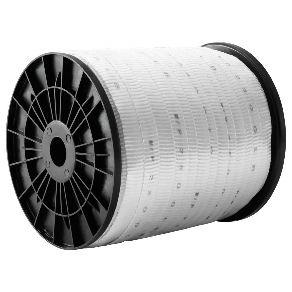 VEVOR Polyester Pull Tape, 3/4" x 528' Mule Tape Flat Rope, 2500 lbf Tensile Capacity, Printed Webbing Cable Pulling Tape for Packaging, Gardening, Commercial Electrical, Conduit Work, White