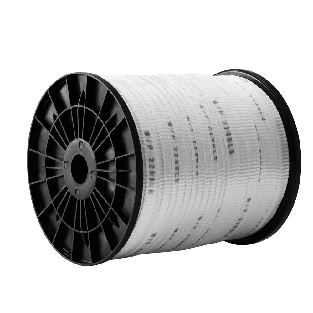 VEVOR Polyester Pull Tape, 5/8" x 630' Mule Tape Flat Rope, 2200 lbf Tensile Capacity, Printed Webbing Cable Pulling Tape for Packaging, Gardening, Commercial Electrical, Conduit Work, Whit