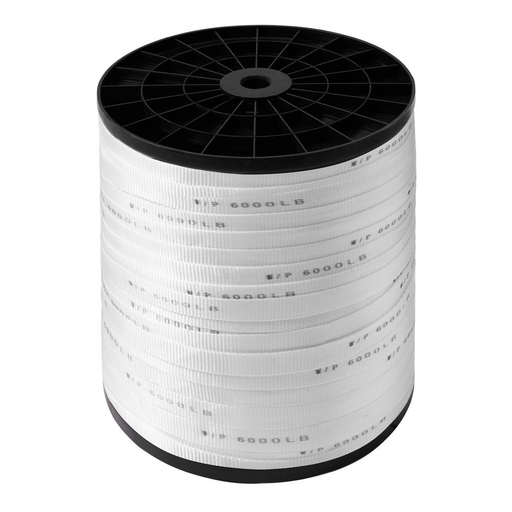 VEVOR Polyester Pull Tape, 1" x 2103' Mule Tape Flat Rope, 6000 lbf Tensile Capacity, Printed Webbing Cable Pulling Tape for Packaging, Gardening, Commercial Electrical, Conduit Work, White