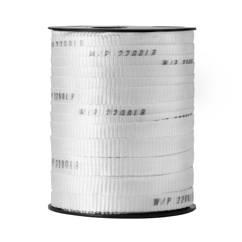VEVOR Polyester Pull Tape, 5/8" x 318' Mule Tape Flat Rope, 2200 lbf Tensile Capacity, Printed Webbing Cable Pulling Tape for Packaging, Gardening, Commercial Electrical, Conduit Work, White