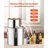 VEVOR Alcohol Still, 3 Gal / 11.4 L Stainless Steel Water Alcohol Distiller with Copper Coil, Home Brewing Refining Fermentation Kit with Thermometer, for Wine Whisky Brandy, Silver