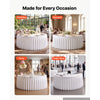 VEVOR Spandex Tablecloth with Skirt, 60-in Round Table Covers 6 Pack, White, for Party Wedding Banquet Festival, Washable, Reusable, One-Piece, Tight, Fitted Table Cloth with Pleated Skirt
