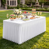 VEVOR Spandex Tablecloth with Skirt, 6 ft Rectangular Covers, 6 Pack, White, for Party Wedding Banquet Festival, Washable, Reusable, One-Piece, Tight, Fitted Table Cloth with Pleated Skirt