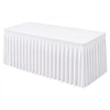 VEVOR Spandex Tablecloth with Skirt, 6 ft Rectangular Covers, 6 Pack, White, for Party Wedding Banquet Festival, Washable, Reusable, One-Piece, Tight, Fitted Table Cloth with Pleated Skirt