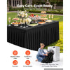 VEVOR Spandex Tablecloth with Skirt, 6 ft Rectangular Covers, 2 Pack, Black, for Party Wedding Banquet Festival, Washable, Reusable, One-Piece, Tight, Fitted Table Cloth with Pleated Skirt
