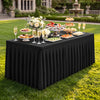 VEVOR Spandex Tablecloth with Skirt, 6 ft Rectangular Covers, 2 Pack, Black, for Party Wedding Banquet Festival, Washable, Reusable, One-Piece, Tight, Fitted Table Cloth with Pleated Skirt
