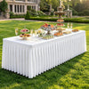 VEVOR Spandex Tablecloth with Skirt, 8 ft Rectangular Covers, 6 Pack, White, for Party Wedding Banquet Festival, Washable, Reusable, One-Piece, Tight, Fitted Table Cloth with Pleated Skirt