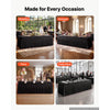 VEVOR Spandex Tablecloth with Skirt, 8 ft Rectangular Covers, 6 Pack, Black, for Party Wedding Banquet Festival, Washable, Reusable, One-Piece, Tight, Fitted Table Cloth with Pleated Skirt