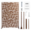 VEVOR Metal Privacy Screen, 36" W x 72" H, Outdoor Privacy Screens & Panels, Freestanding Outdoor Divider with Stand, 3-Panel Decorative Garden Steel Privacy Fence for Balcony Patio Indoor Room Brown