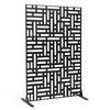VEVOR Metal Privacy Screen, 47" W x 76" H, Outdoor Privacy Screens 3-Panel, Freestanding Outdoor Divider with Stand, Decorative Garden Steel Privacy Fence for Balcony Patio Indoor Room Hot Tub Black