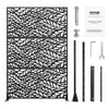 VEVOR Metal Privacy Screen, 47" W x 72" H, Outdoor Privacy Screens & Panels, Freestanding Outdoor Divider with Stand, 3-Panel Decorative Garden Steel Privacy Fence for Balcony Patio Indoor Room Black