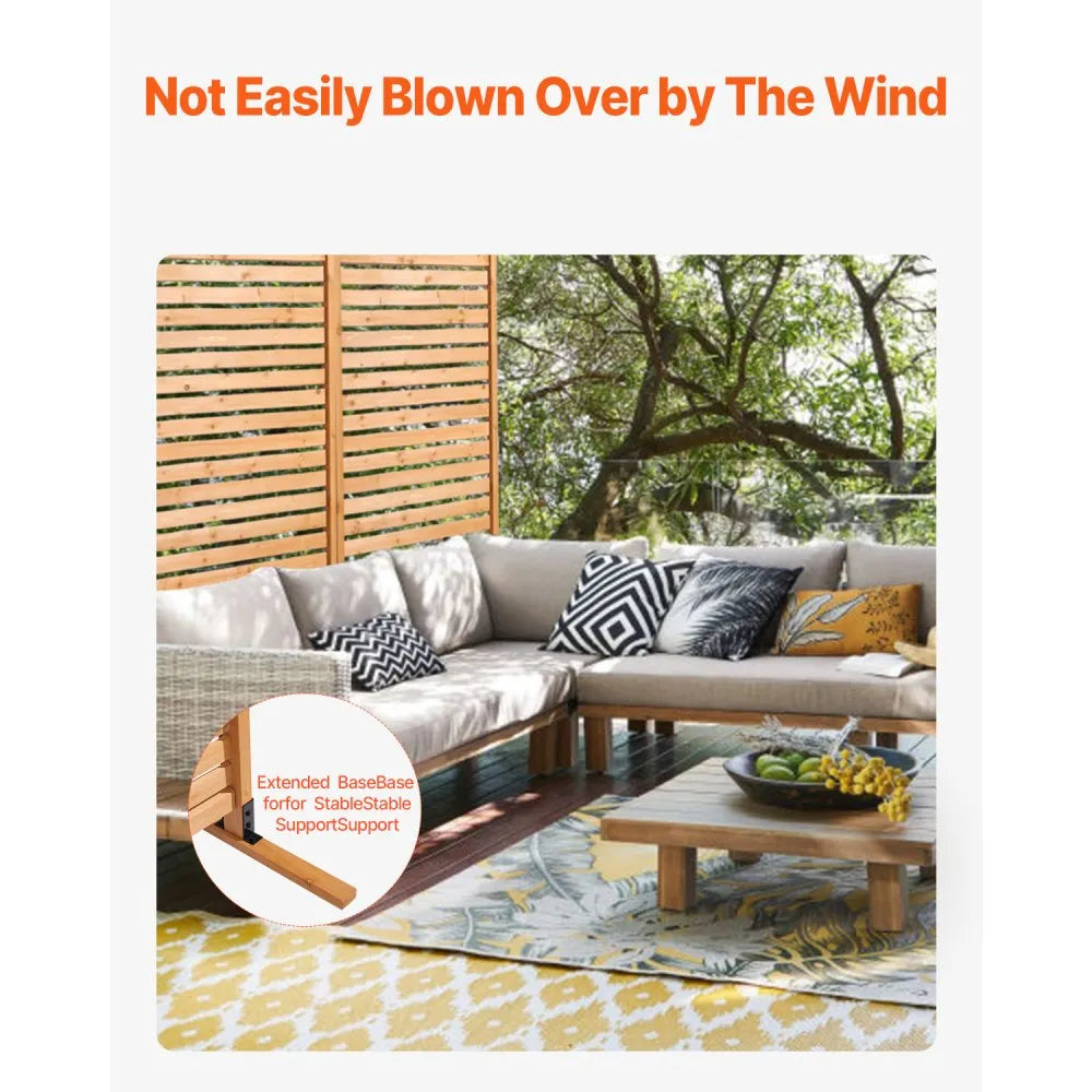 VEVOR Wooden Privacy Screen, 36" W x 76" H Outdoor Privacy Screen, Freestanding Wood Privacy Panel with Stand, Decorative Patio Privacy Screen, Outdoor Divider for Balcony Patio Lawn Garden