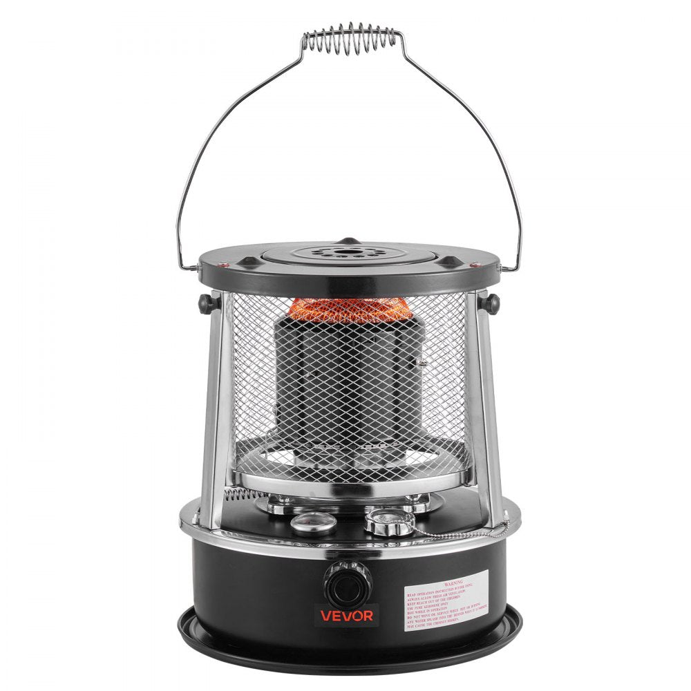 VEVOR 9000 BTU Portable Kerosene Heater & Stove, 2 in 1 Non-Electric Indoor Outdoor Heater with Adjustable Height & Flame & Easy Storage,for Camping, Hunting, Cooking, Home, Garage, Black