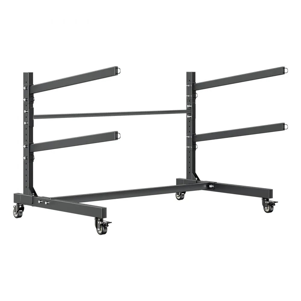 VEVOR Kayak Storage Rack for 2 Kayaks, Holds 175 lbs, Heavy Duty Adjustable Freestanding Stand with Lockable Wheels for Indoor Outdoor Garage Shed Dock, Holder for Canoe, SUP, Surfboard & Paddleboard
