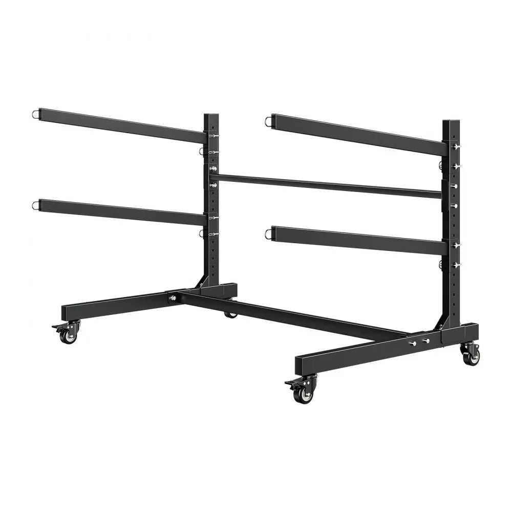 VEVOR Kayak Storage Rack for 2 Kayaks, Holds 175 lbs, Heavy Duty Adjustable Freestanding Stand with Lockable Wheels for Indoor Outdoor Garage Shed Dock, Holder for Canoe, SUP, Surfboard & Paddleboard