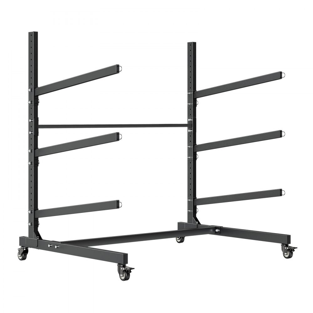 VEVOR Kayak Storage Rack for 3 Kayaks, Holds 200 lbs, Heavy Duty Adjustable Freestanding Stand with Lockable Wheels for Indoor Outdoor Garage Shed Dock, Holder for Canoe, SUP, Surfboard & Paddleboard