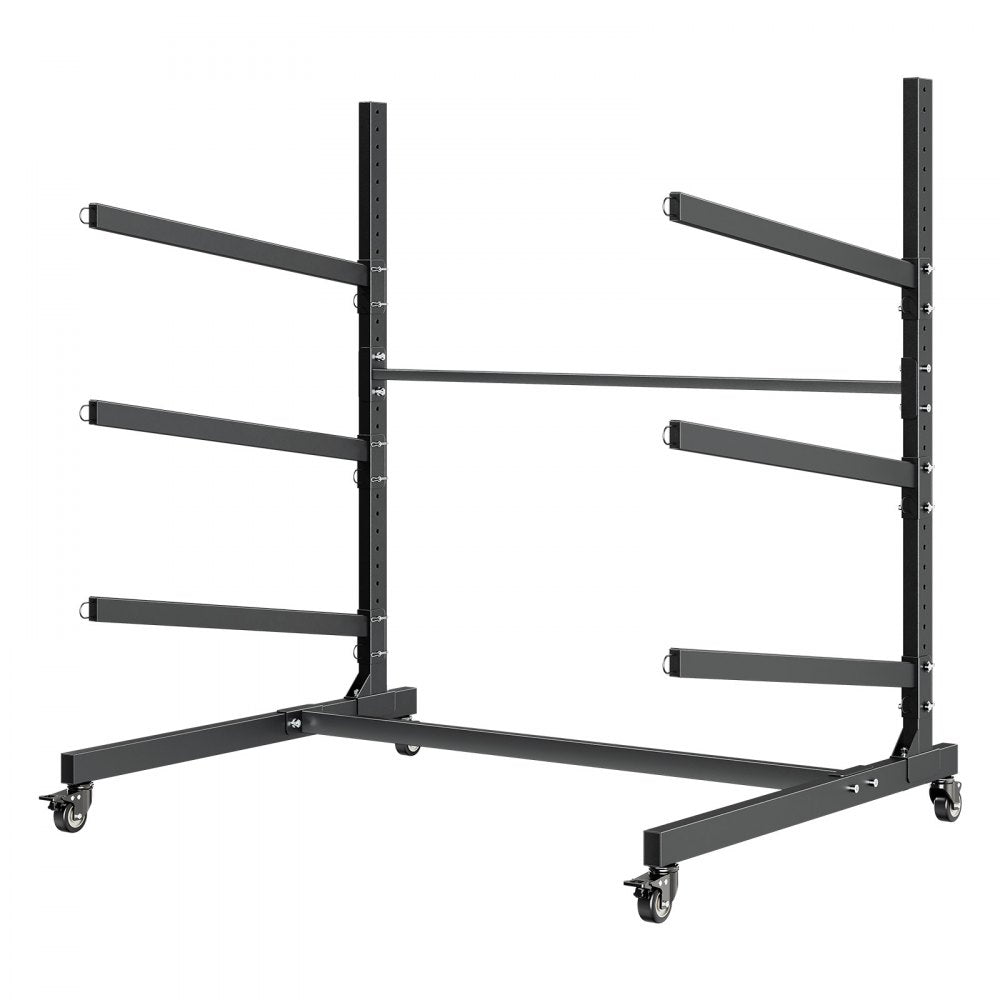 VEVOR Kayak Storage Rack for 3 Kayaks, Holds 200 lbs, Heavy Duty Adjustable Freestanding Stand with Lockable Wheels for Indoor Outdoor Garage Shed Dock, Holder for Canoe, SUP, Surfboard & Paddleboard
