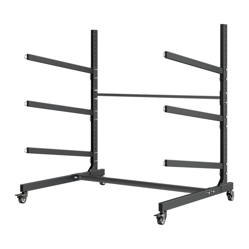 VEVOR Kayak Storage Rack for 3 Kayaks, Holds 200 lbs, Heavy Duty Adjustable Freestanding Stand with Lockable Wheels for Indoor Outdoor Garage Shed Dock, Holder for Canoe, SUP, Surfboard & Paddleboard