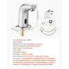 VEVOR Touchless Bathroom Sink Faucet, Automatic Motion Sensor Restroom Toilet Faucet Cold Water with Hole Cover Plate, Battery Operated for 9/16 in Pipe Commercial Lavatory,Chrome Plated Silver G112M