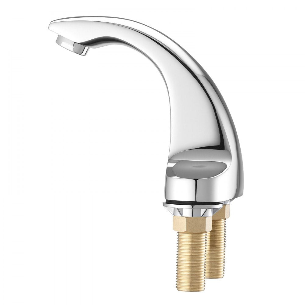 VEVOR Touchless Bathroom Sink Faucet, Automatic Motion Sensor Restroom Toilet Faucet Cold Water with Hole Cover Plate, Battery Operated for 9/16 in Pipe Commercial Lavatory,Chrome Plated Silver