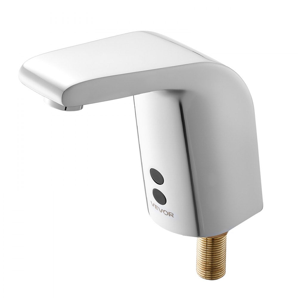 VEVOR Touchless Bathroom Sink Faucet, Automatic Motion Sensor Restroom Toilet Faucet Cold Water with Single Hole, Battery Operated for 9/16 in Pipe Commercial Lavatory,Chrome Plated Silver