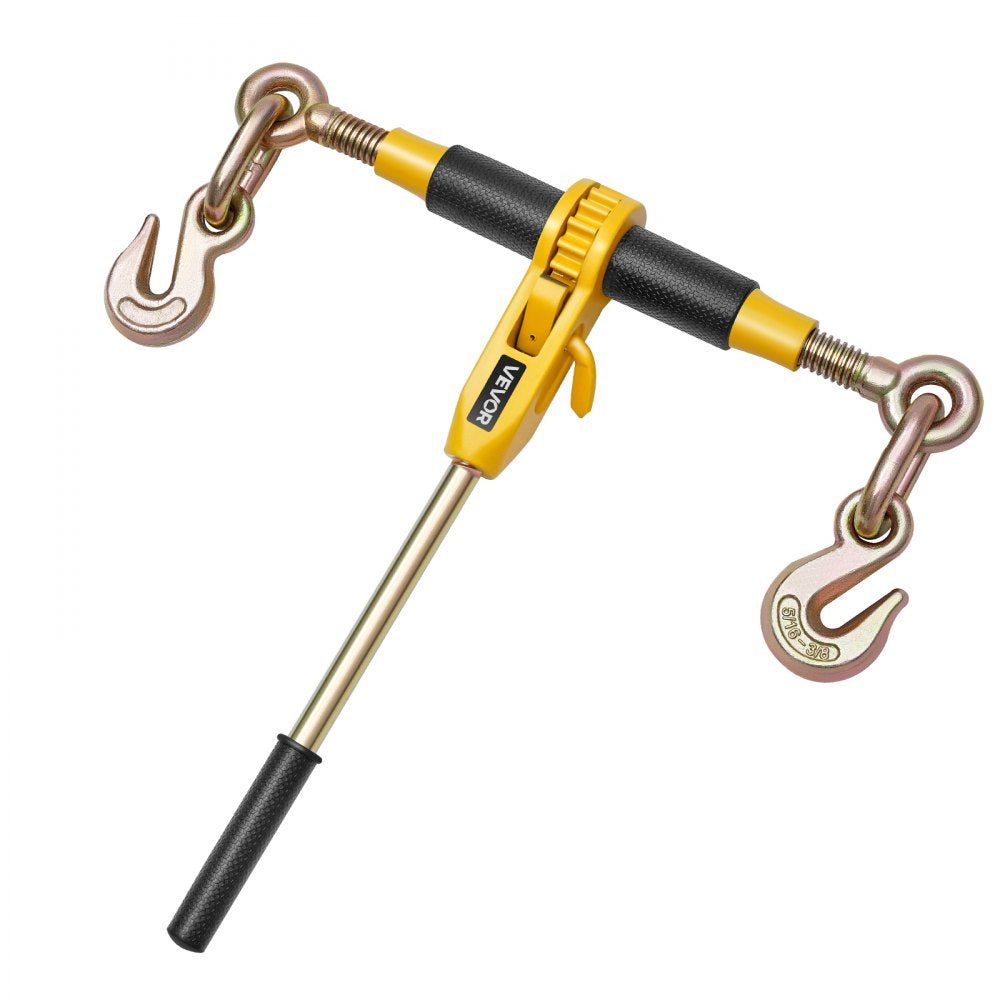 VEVOR Ratchet Chain Binder, 5/16 in x 10 ft G80 Chains, 8000 lbs Working Load of Ratchet Load Binder, Chains and Binders Set, Tie Down Hauling Chain Binders for Hauling, Towing, Logging, Lifting