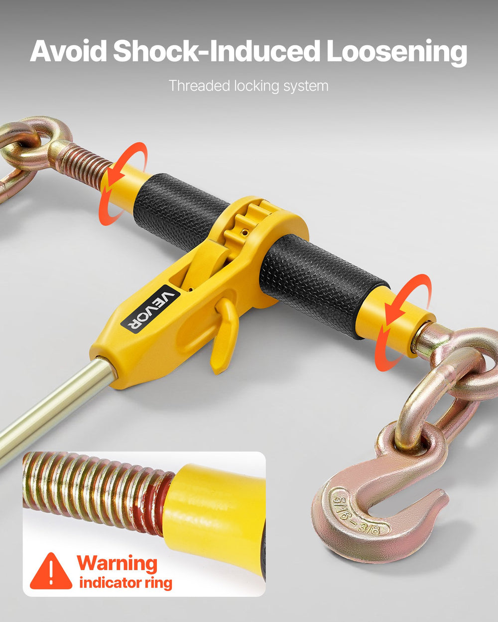VEVOR Ratchet Chain Binder, 5/16 in x 12.8 ft G80 Chains, 8000 lbs Working Load of Ratchet Load Binder, Chains and Binders Set, Tie Down Hauling Chain Binders for Hauling, Towing, Logging (4 Sets)