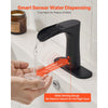 VEVOR Touchless Bathroom Sink Faucet, Automatic Motion Sensor Waterfall Restroom Toilet Faucet with Hole Cover Plate, Modern Electronic Sensor Hot/Cold Water for 9/16 in Pipe Commercial,Matte Black