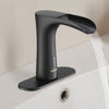 VEVOR Touchless Bathroom Sink Faucet, Automatic Motion Sensor Waterfall Restroom Toilet Faucet with Hole Cover Plate, Modern Electronic Sensor Hot/Cold Water for 9/16 in Pipe Commercial,Matte Black
