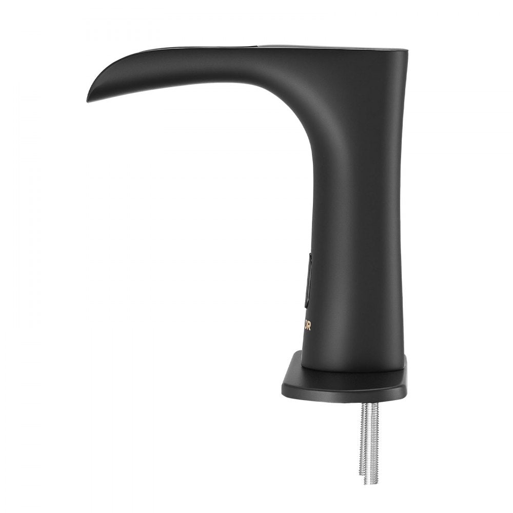 VEVOR Touchless Bathroom Sink Faucet, Automatic Motion Sensor Waterfall Restroom Toilet Faucet with Hole Cover Plate, Modern Electronic Sensor Hot/Cold Water for 9/16 in Pipe Commercial,Matte Black