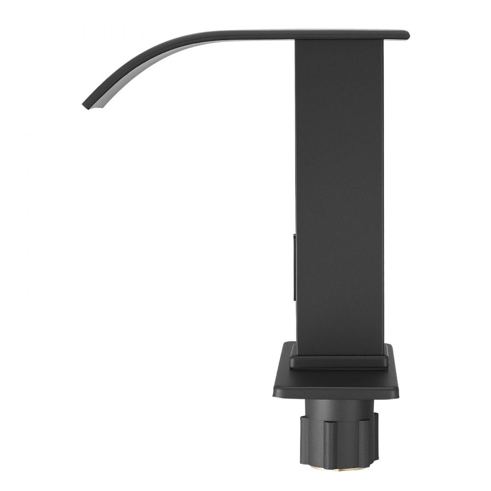 VEVOR Touchless Bathroom Sink Faucet, Automatic Motion Sensor Waterfall Restroom Toilet Faucet with Hole Cover Plate, Battery Operated,Hot/Cold Water for 9/16 in Pipe Commercial Lavatory,Matte Black