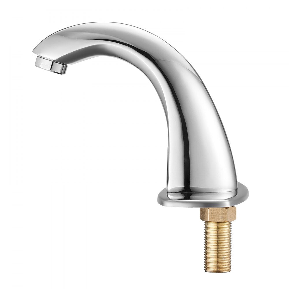 VEVOR Touchless Bathroom Sink Faucet, Automatic Motion Sensor Restroom Toilet Faucet with Hole Cover Plate, Battery Operated,Adjustable Temp for 9/16 in Pipe Commercial Lavatory,Chrome Plated Silver