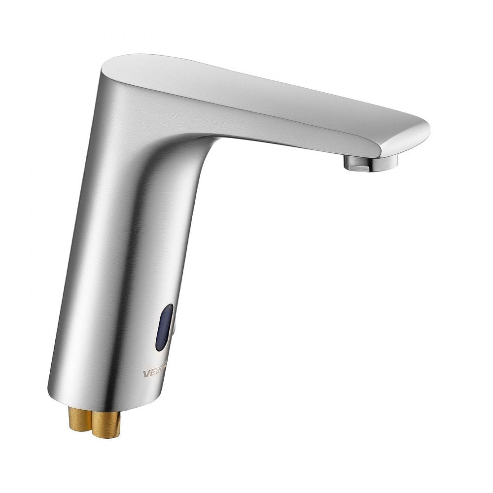 VEVOR Touchless Bathroom Sink Faucet, Automatic Motion Sensor Restroom Toilet Faucet, HandsFree Adjustable Cold Hot Single Handle Water Mixer Battery Operated for 9/16 in Pipe,Brushed Nickel Silver