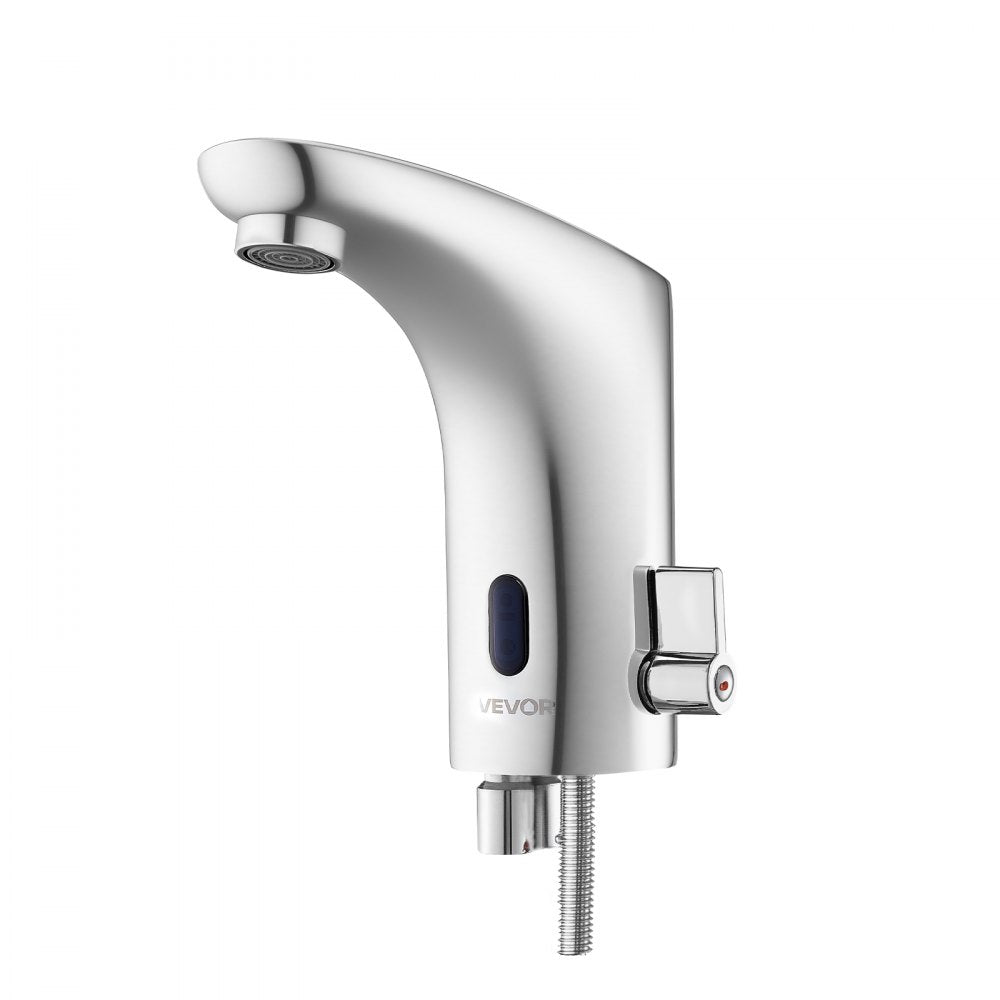 VEVOR Touchless Bathroom Sink Faucet, Automatic Motion Sensor Restroom Toilet Faucet, HandsFree Adjustable Cold Hot Single Handle Water Mixer Battery Operated for 9/16 in Pipe,Chrome Plated Silver
