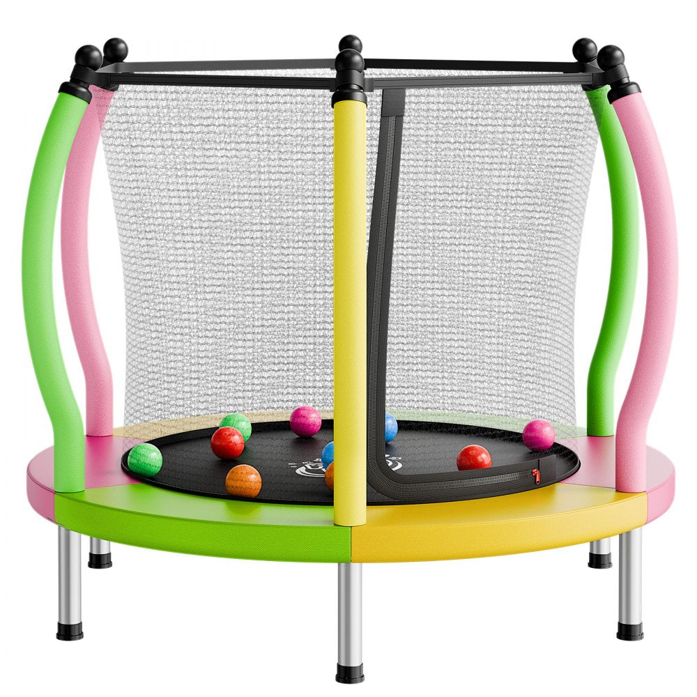 VEVOR Trampoline for Kids, Toddler Mini Trampoline, 132 lbs Capacity Indoor Outdoor Play Toys with Enclosure Net and Basketball Hoop, Easy to Assemble, Christmas Toys Birthday Gifts for Girls Boys