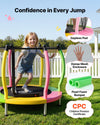 VEVOR Trampoline for Kids, Toddler Mini Trampoline, 132 lbs Capacity Indoor Outdoor Play Toys with Enclosure Net and Basketball Hoop, Easy to Assemble, Christmas Toys Birthday Gifts for Girls Boys