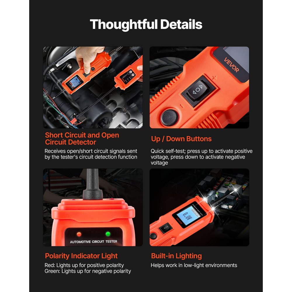 VEVOR Automotive Circuit Tester Kit, 8 - 35 DCV Power Circuit Probe Tester with TFT Color Display and Lighting, 2-in-1 Electrical Automotive Power Tester Probe with 19.7 ft / 6 m Extension Cable