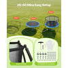 VEVOR outdoor trampoline (informational image: 20–50 minutes easy setup, included accessories)