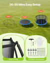 20-50 mins easy setup (assembly and accessories graphic)