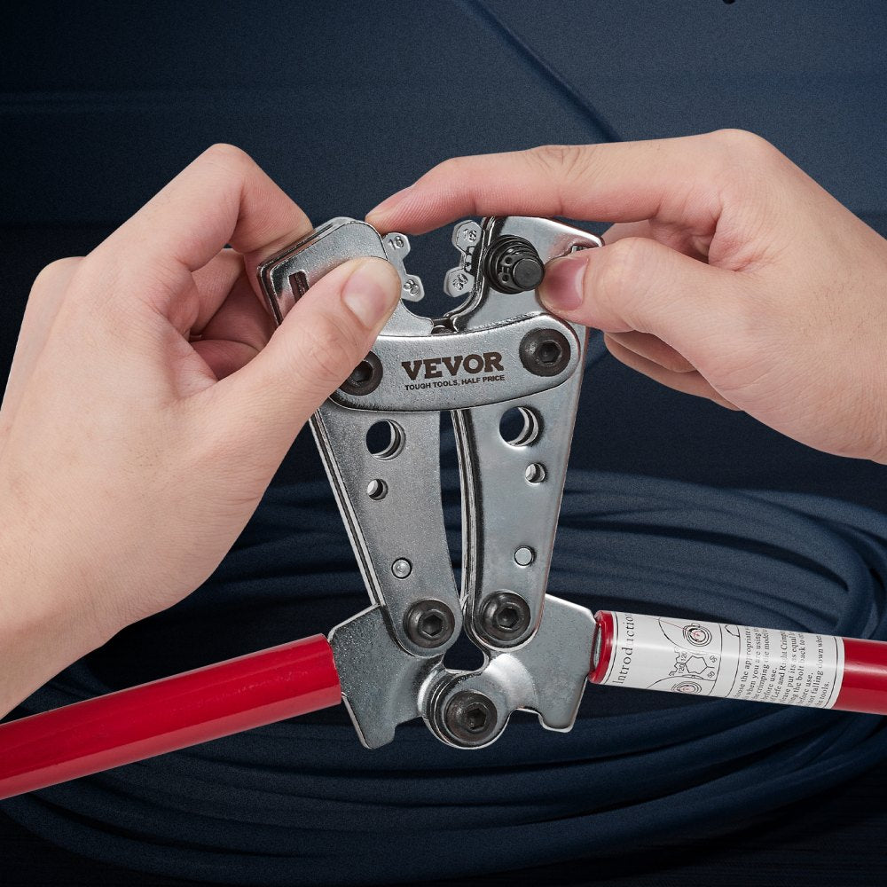 VEVOR Battery Cable Lug Crimping Tool, 10-1/0AWG with Cable Cutter and 48PCS Copper Ring Terminals, 6 Wire Sizes Crimping Die and 100pcs Heat Shrink Tubes, for Heavy Duty Wire Lugs