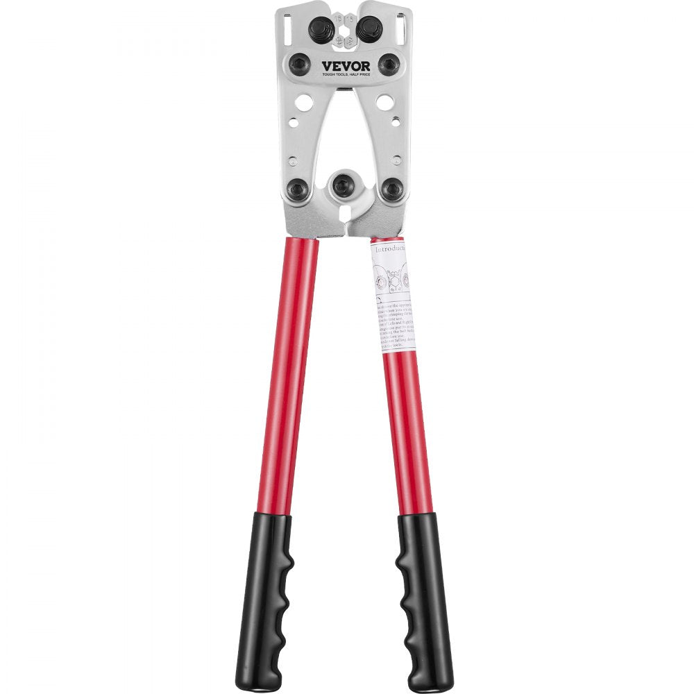 VEVOR Battery Cable Lug Crimping Tool, 10-1/0AWG with Cable Cutter and 48PCS Copper Ring Terminals, 6 Wire Sizes Crimping Die and 100pcs Heat Shrink Tubes, for Heavy Duty Wire Lugs