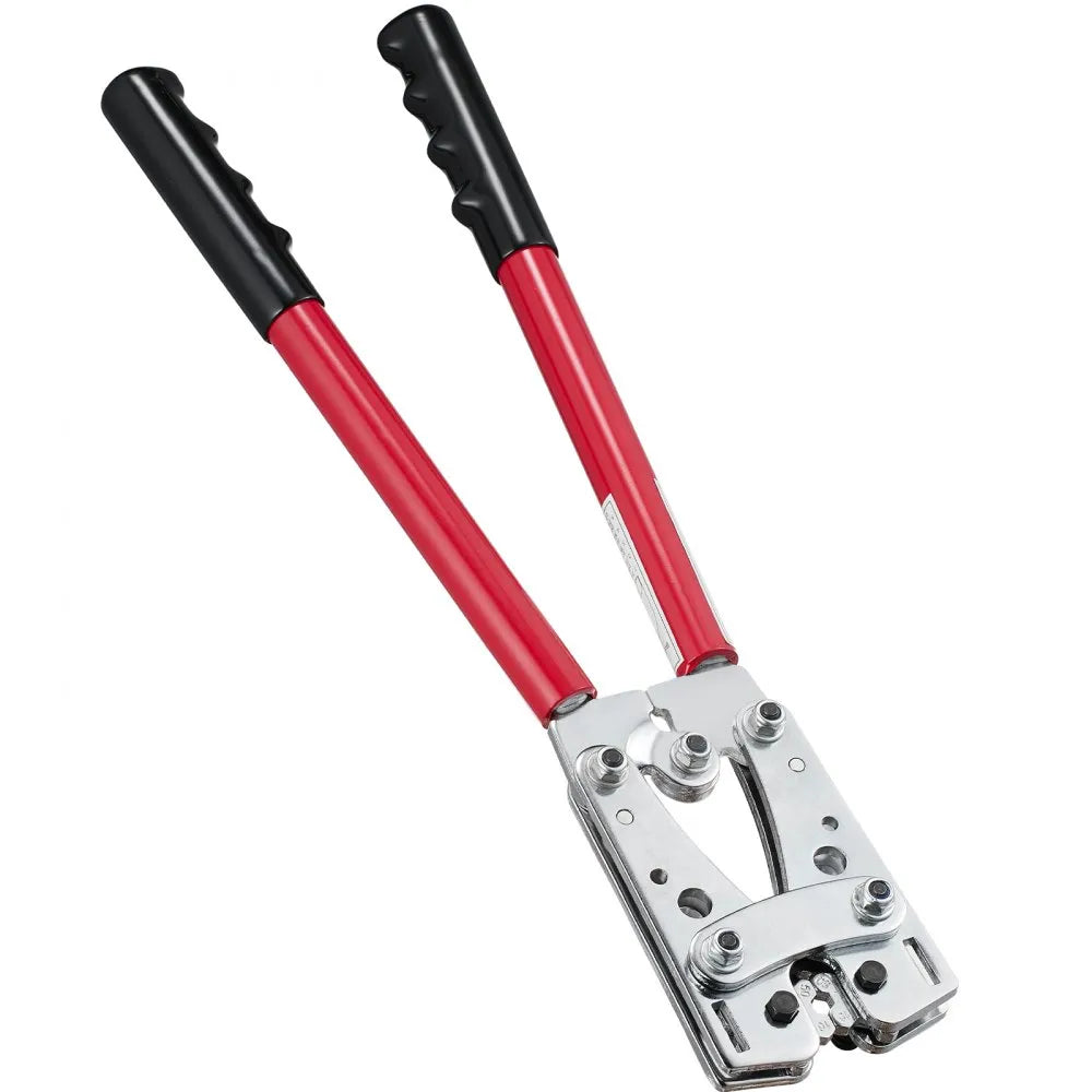 VEVOR Battery Cable Lug Crimping Tool, 10-1/0AWG with Cable Cutter and 48PCS Copper Ring Terminals, 6 Wire Sizes Crimping Die and 100pcs Heat Shrink Tubes, for Heavy Duty Wire Lugs