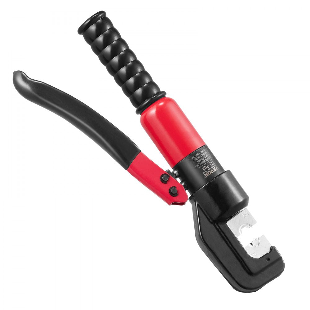 VEVOR Hydraulic Crimping Tool with 9 Sets of  Dies AWG12-2/0 Copper And Aluminum Terminal Battery Lug Crimper, with a Cutting Pliers, Gloves, 5pcs Copper Ring Connectors, 8pcs Heat Shrink Sleeves