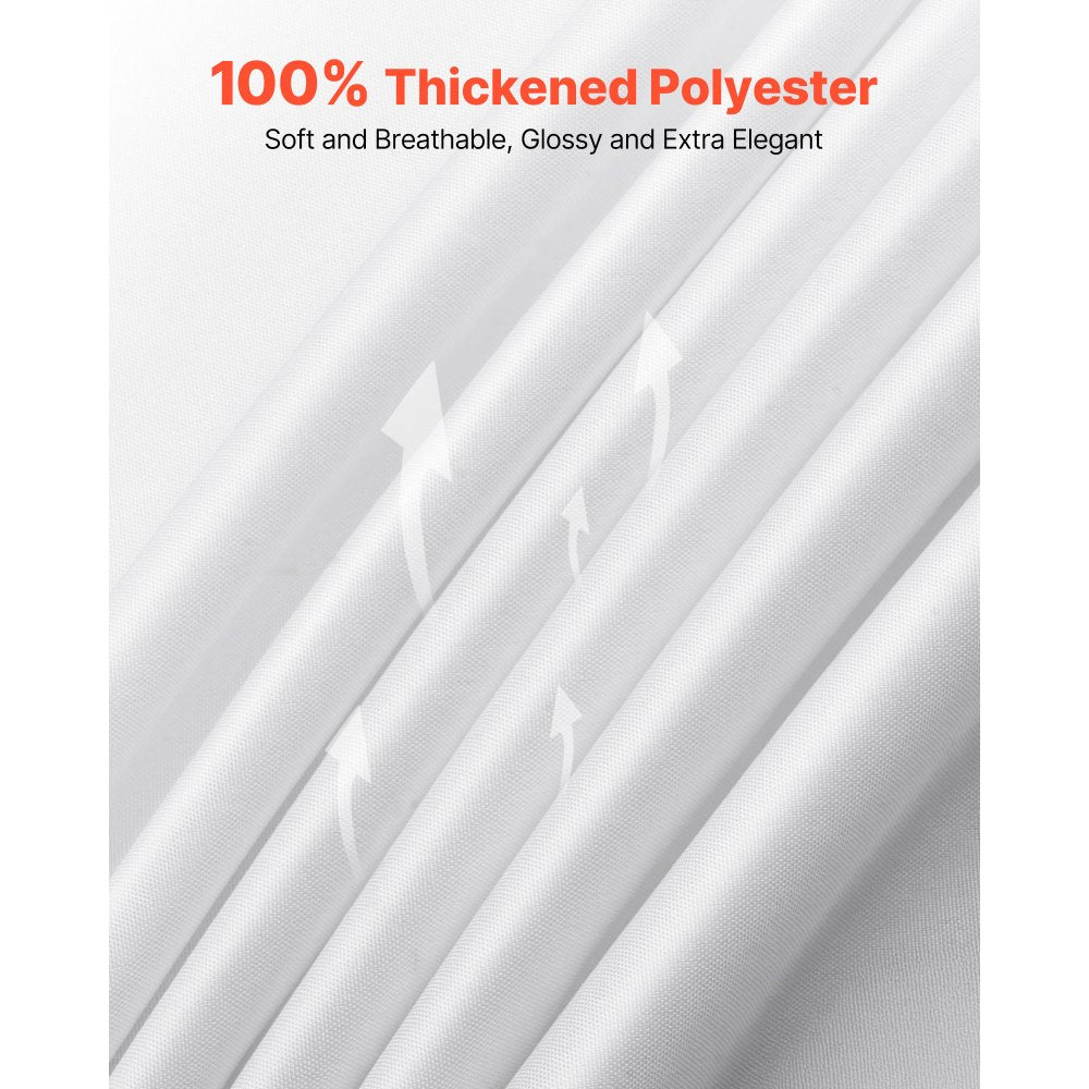 VEVOR White Round Tablecloths 6 Pack, 132 Inches in Diameter, Stain- & Wrinkle- Resistant, Machine Washable Table Clothes, Polyester Fabric Table Covers for Wedding, Party, Banquet, Formal Events