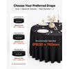 VEVOR Round Tablecloths, 132 in, 10 Pack Black, Polyester Fabric Covers, for Party Wedding Banquet Festival, Washable, Reusable Table Cloth with Neat Hems, Smooth Fabric, Even Drape