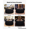 VEVOR Round Tablecloths, 132 in, 10 Pack Black, Polyester Fabric Covers, for Party Wedding Banquet Festival, Washable, Reusable Table Cloth with Neat Hems, Smooth Fabric, Even Drape