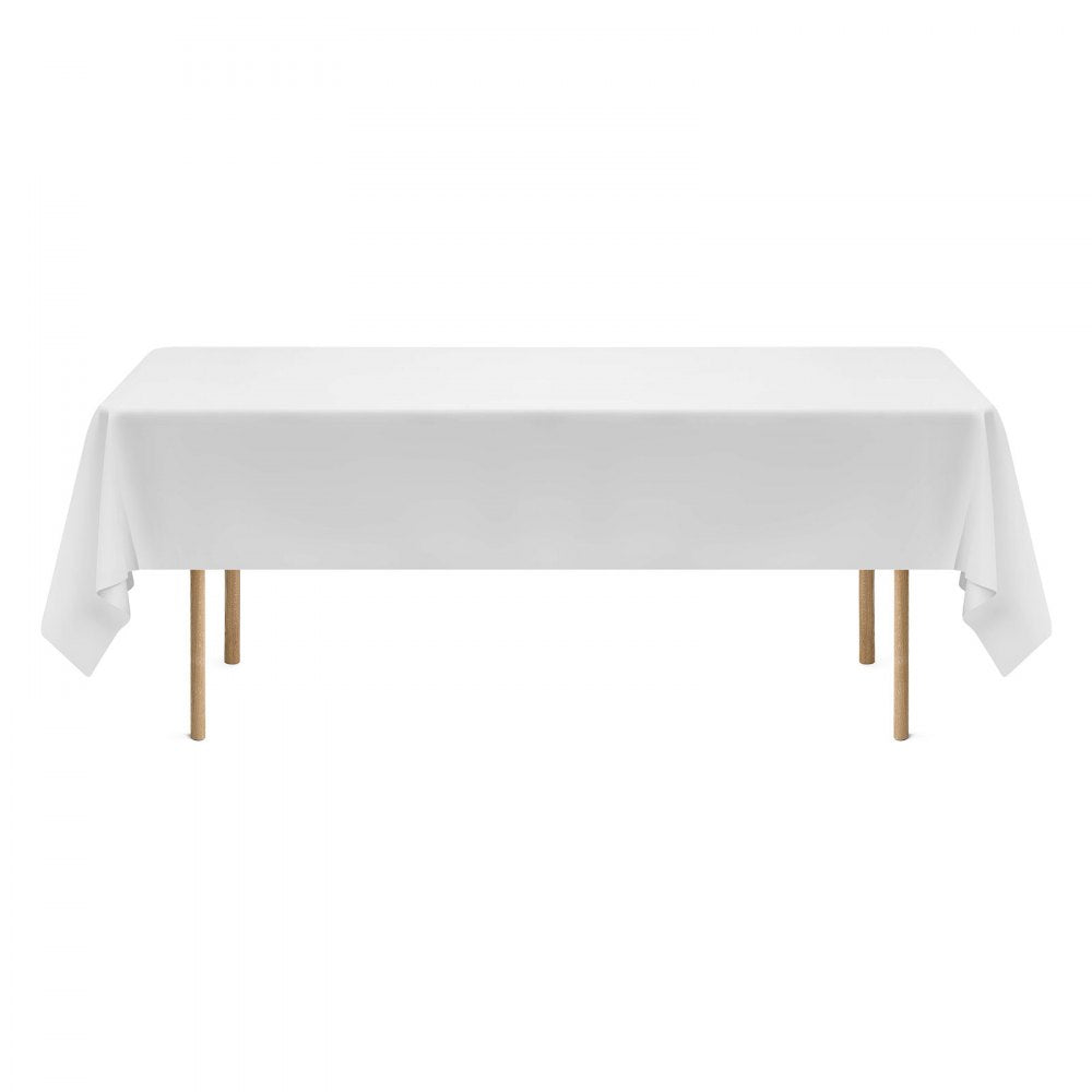 VEVOR White Tablecloths for Rectangle Tables, 6 Pack, 60 x 102 Inches, Reusable and Machine Washable Table Clothes, Wrinkle-Resistant Polyester Fabric Table Covers for Wedding, Party, Banquet