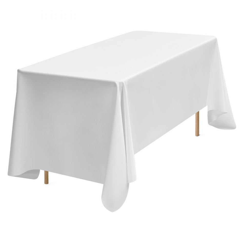 VEVOR White Tablecloths for Rectangle Tables, 10 Pack, 70 x 120 Inches, Reusable and Machine Washable Table Clothes, Wrinkle-Resistant Polyester Fabric Table Covers for Wedding, Party, Banquet