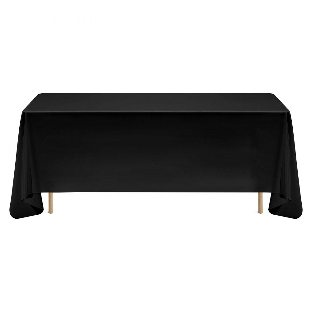 VEVOR Black Tablecloths for Rectangle Tables, 6 Pack, 70 x 120 Inches, Reusable and Machine Washable Table Clothes, Wrinkle-Resistant Polyester Fabric Table Covers for Wedding, Party, Banquet