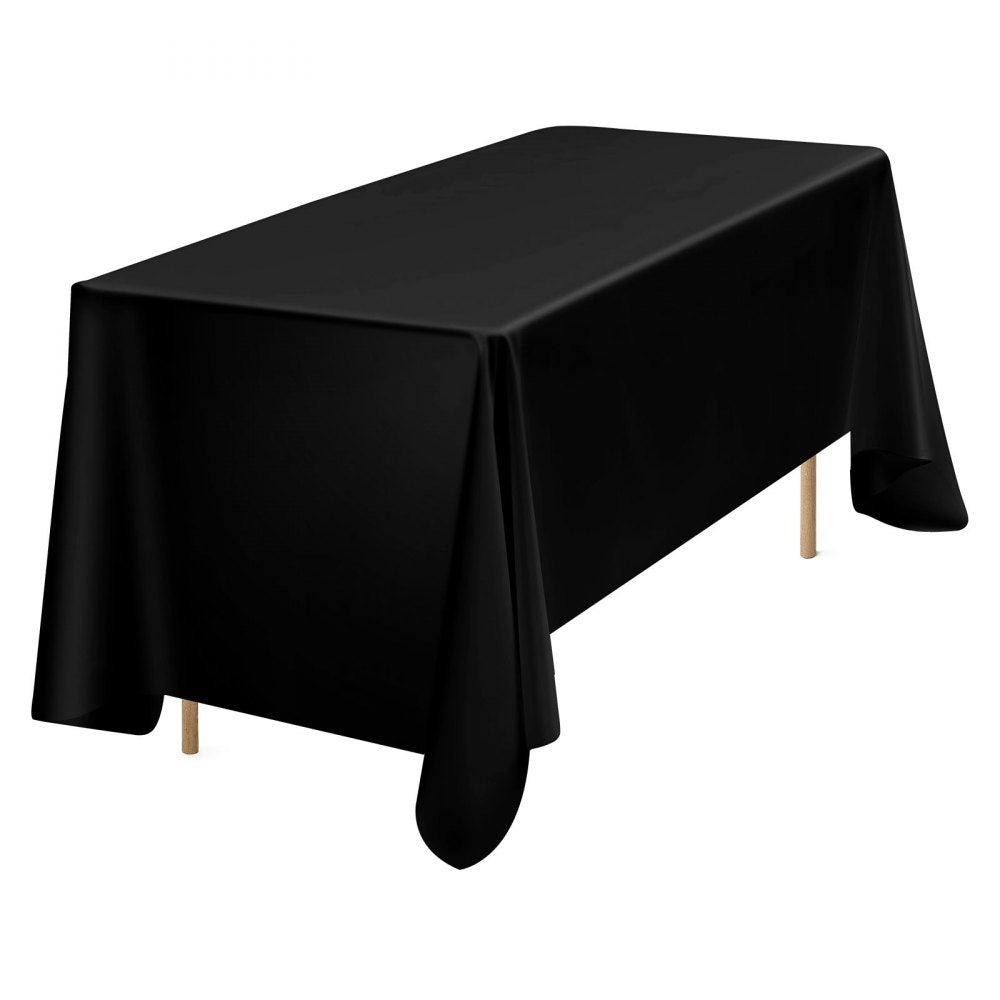 VEVOR Black Tablecloths for Rectangle Tables, 6 Pack, 70 x 120 Inches, Reusable and Machine Washable Table Clothes, Wrinkle-Resistant Polyester Fabric Table Covers for Wedding, Party, Banquet